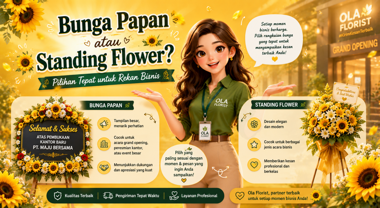 Bunga Papan atau Standing Flower? Pilihan Tepat untuk Rekan Bisnis