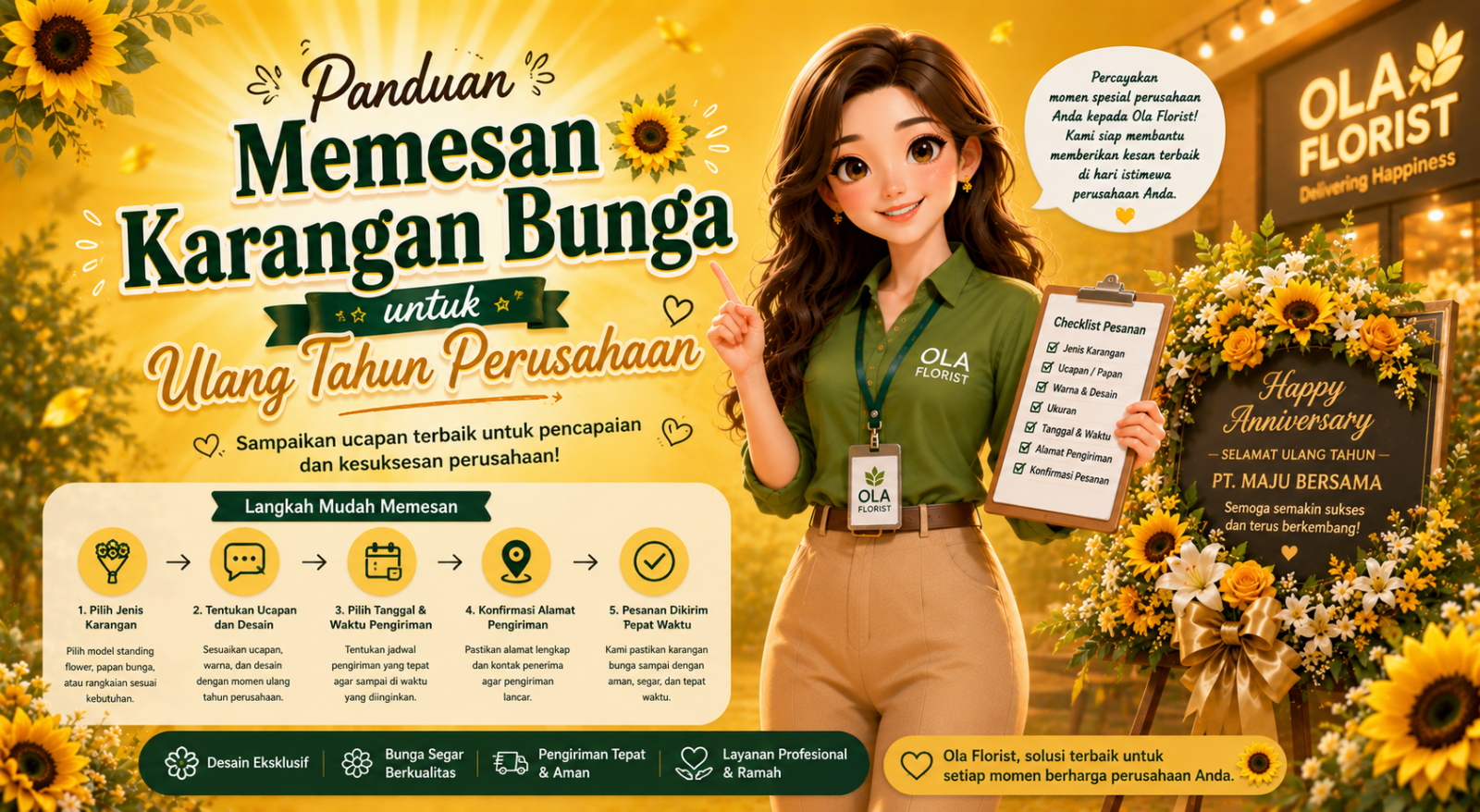 Panduan Memesan Karangan Bunga untuk Ulang Tahun Perusahaan